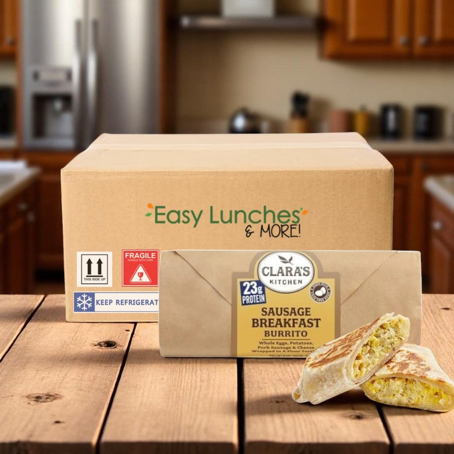 Clara's Kitchen Individually Packaged Sausage Breakfast Burrito, 8 oz. - 12 A Case