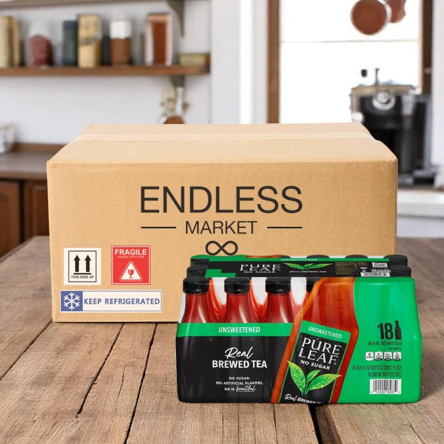 Pure Leaf Real Brewed Black Tea, Unsweetened, 16.9 FL OZ- 1 Case