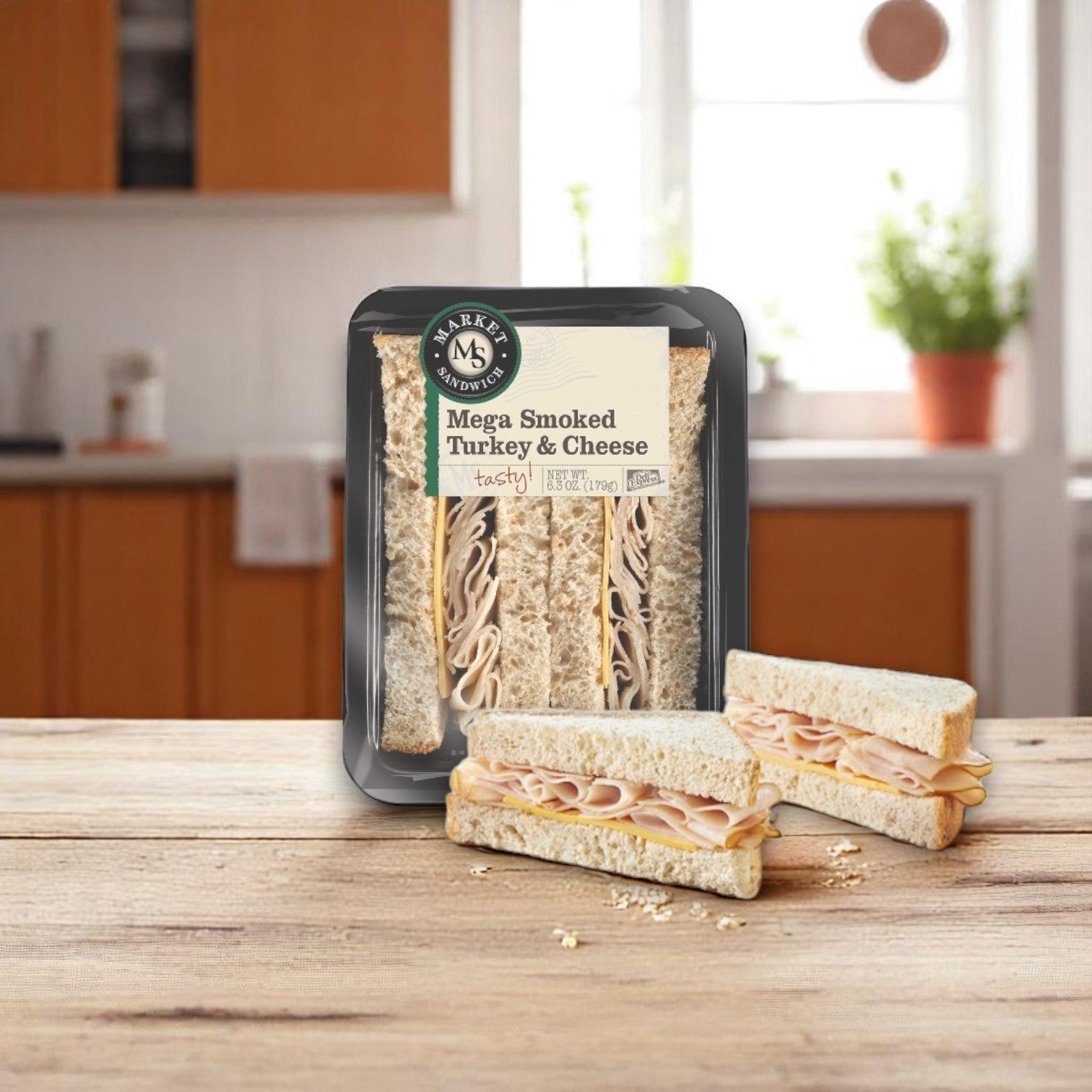 Market Mega Smoked Turkey & Cheese Sandwich Wedge – 6.3 oz (8 Per Case)
