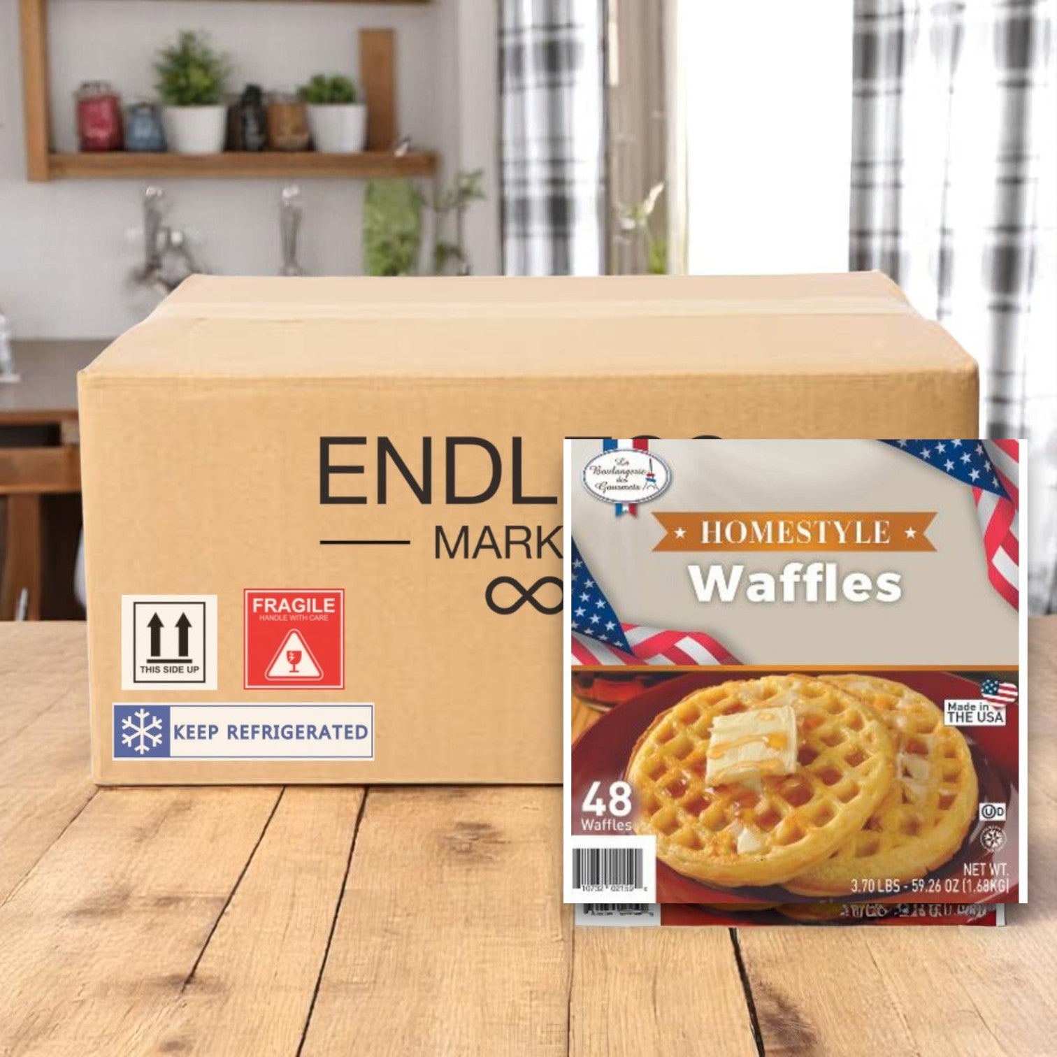 La Boulangerie Frozen Homestyle Waffles- 48 Waffles-3.70 Pounds