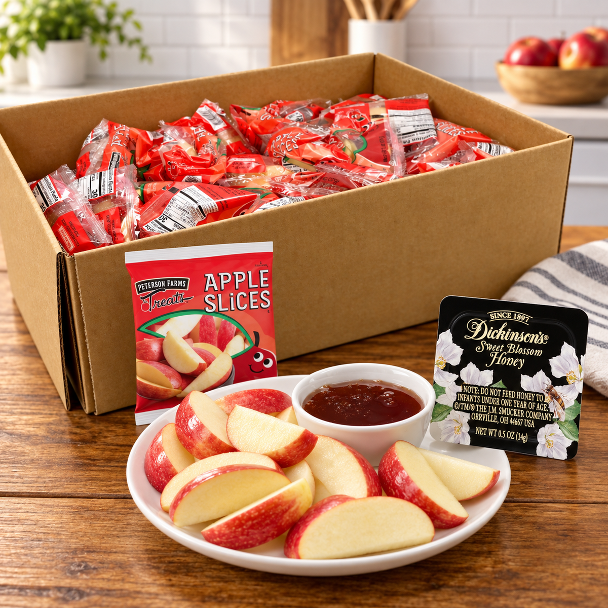 Apple Slices with Honey β 100 Count (2-Case Bundle + 1 Dickinson Pure Honey)