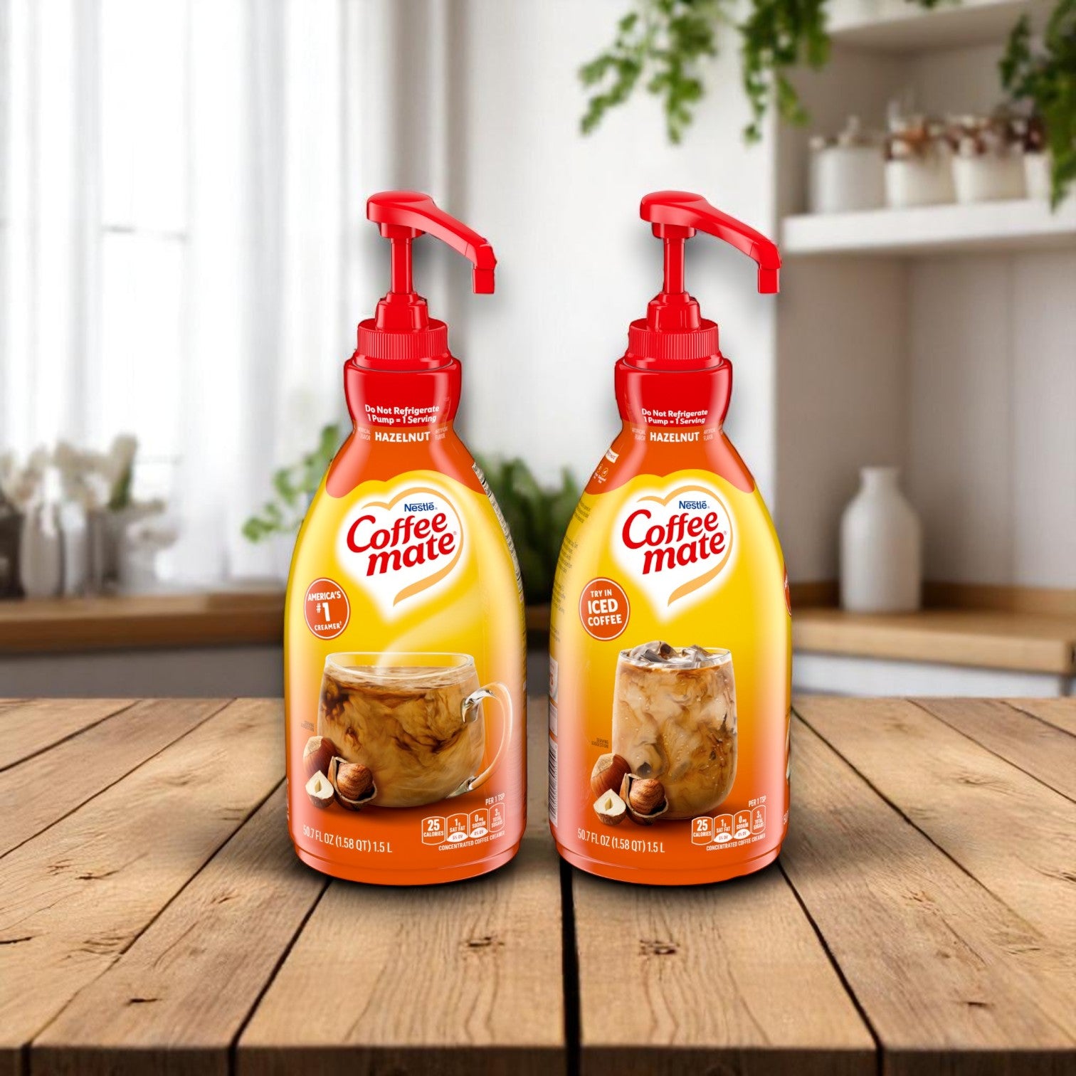 Coffee Mate Hazelnut Liquid Creamer – 2 Pump Bottles (1.5L Each)