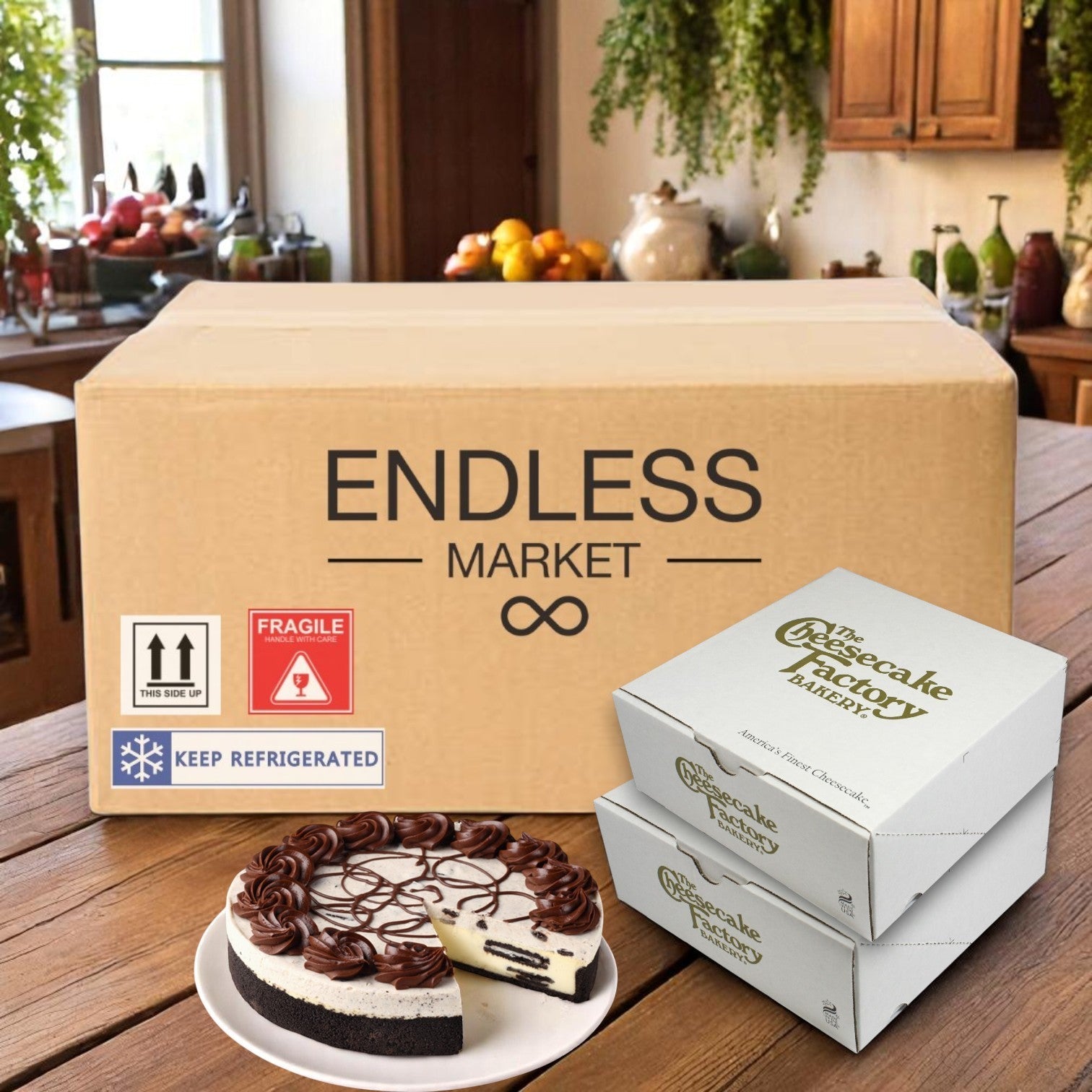 The Cheesecake Factory Bakery – Cookies & Cream Cheesecake with Oreo® – 2/10" – 14 Slices Each