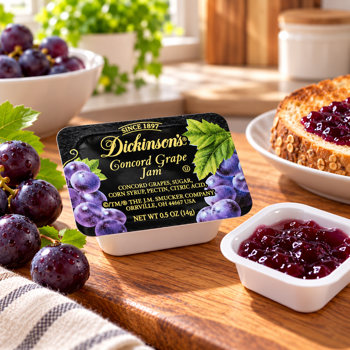 Dickinson Pure Concord Grape Jam β 1 case (200 Γ 0.5 oz Portion Cups)