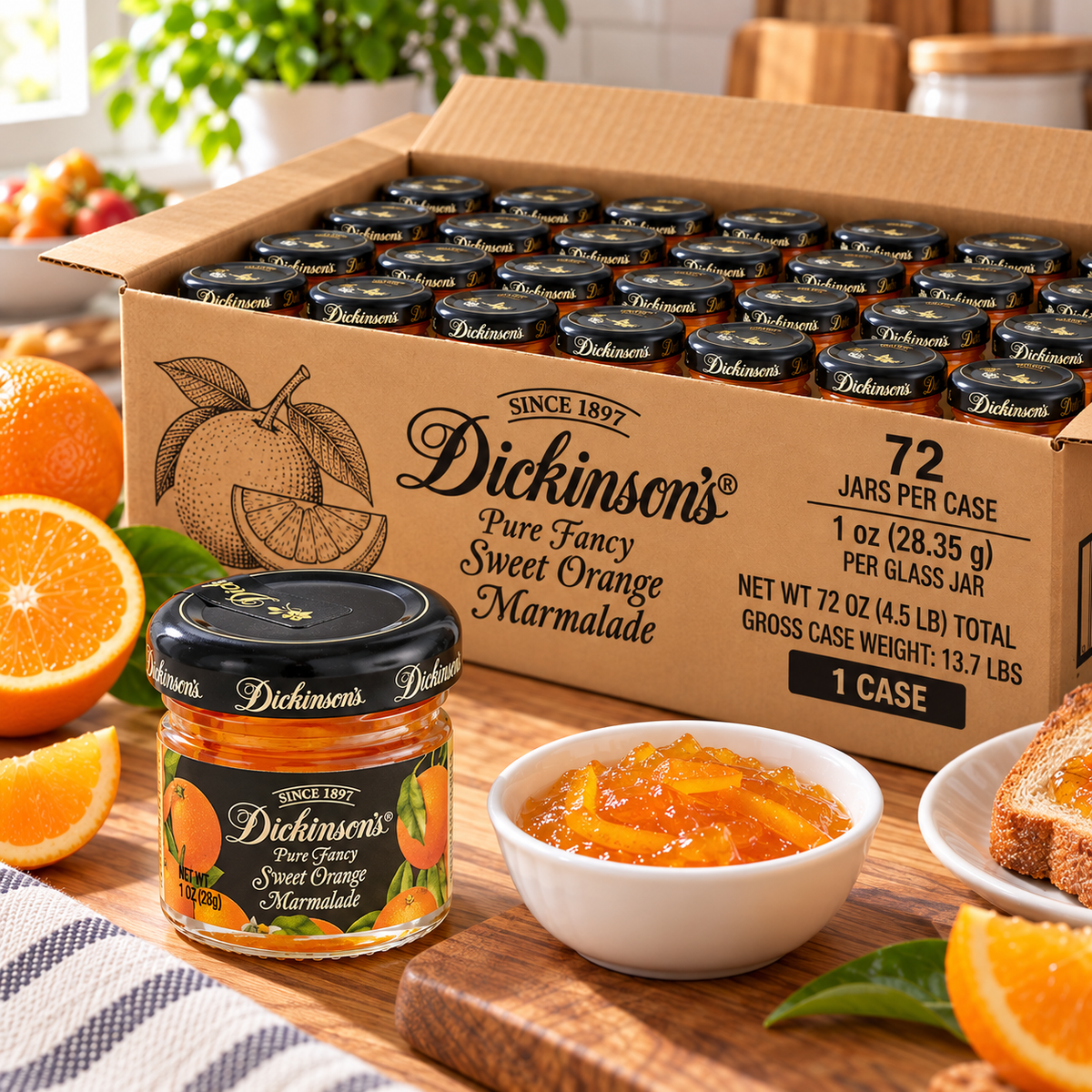 Dickinson Orange Marmalade โ 1 case (72 ร 1 oz Glass Jars)