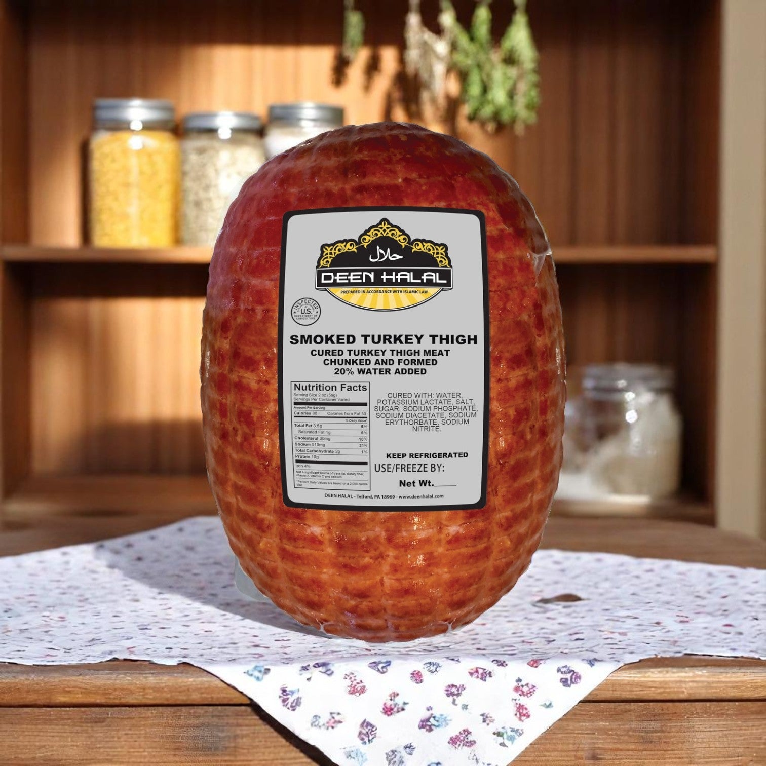 Deen Halal Smoked Turkey Thigh- 6 Pounds Average- 1 Case