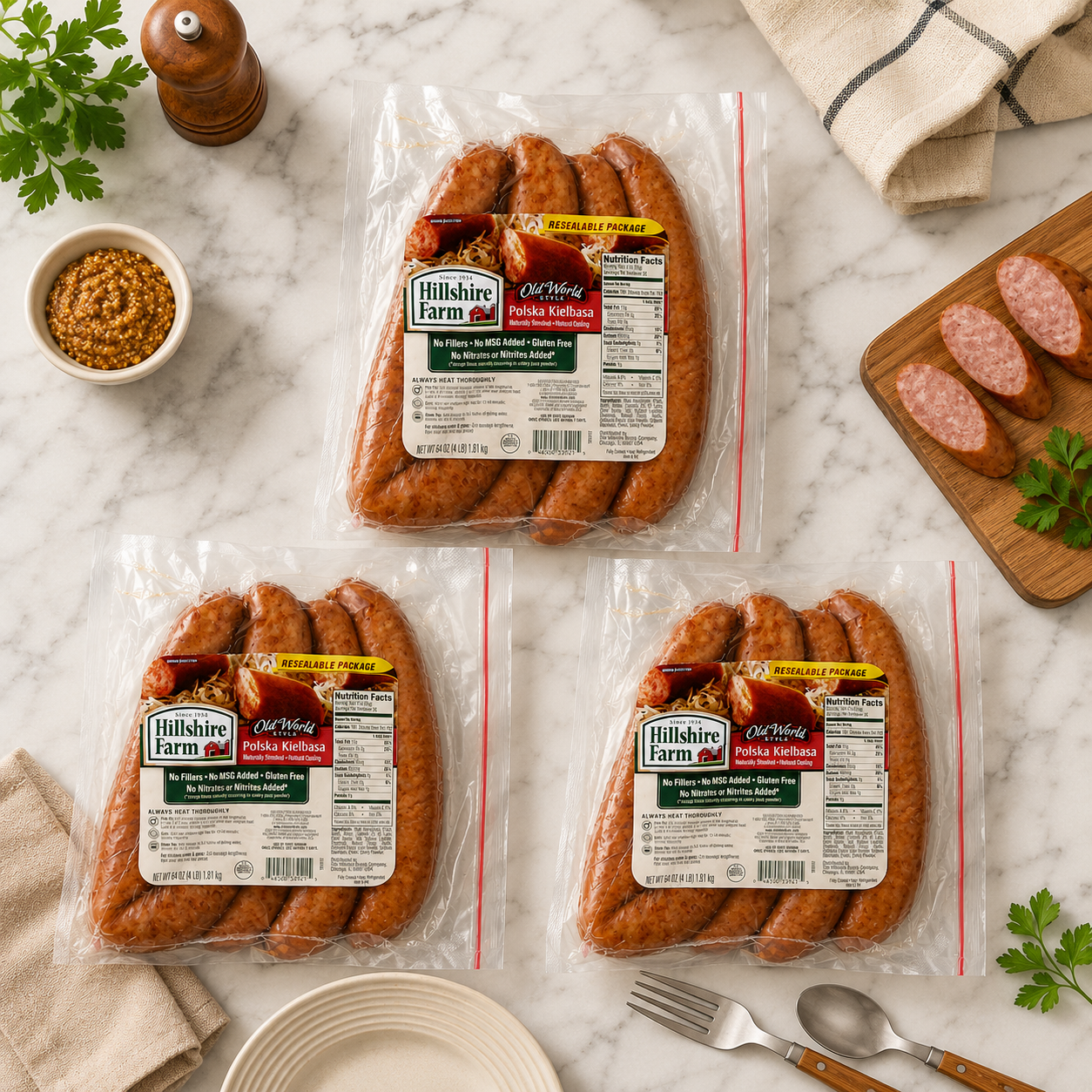 Hillshire Farm Polska Kielbasa Rope – 64 oz (4 lb) per Rope, 3 Ropes per Case