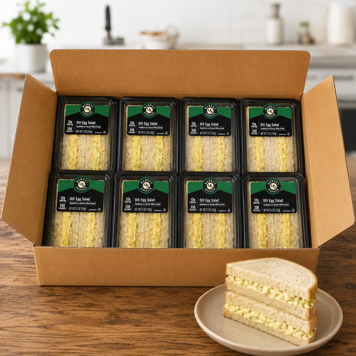 Dill Egg Salad On Homestyle White Bread Sandwich Wedge,1 Case, 10 Count-Ships Frozen And Once Out of the Freezer 30 Days Shelf Life in the Cooler!!