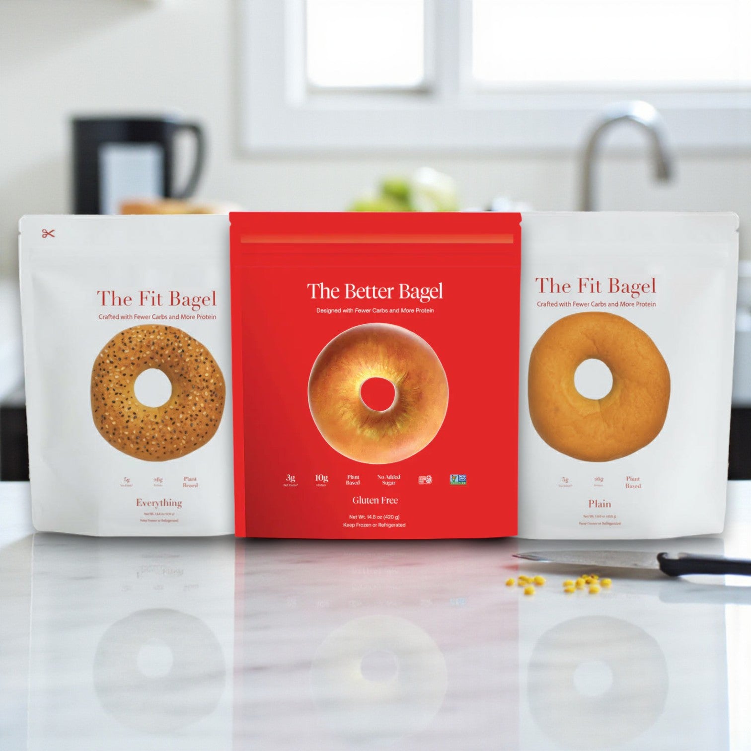 3 Combo Bagel Pack – Better & Fit Bagels, Gluten Free, Plain and Everything Bagels, 12 Bagels Total!