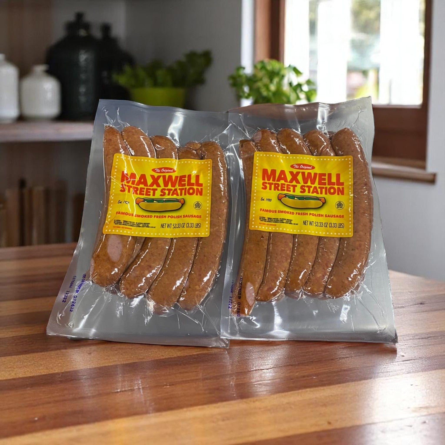 Maxwell Street Polish Sausages & Vienna Beef Poppy Seed Buns Combo – 2 Sausage Packs (53.33 oz Each) & 2 Bun Packs (10 Count Each)