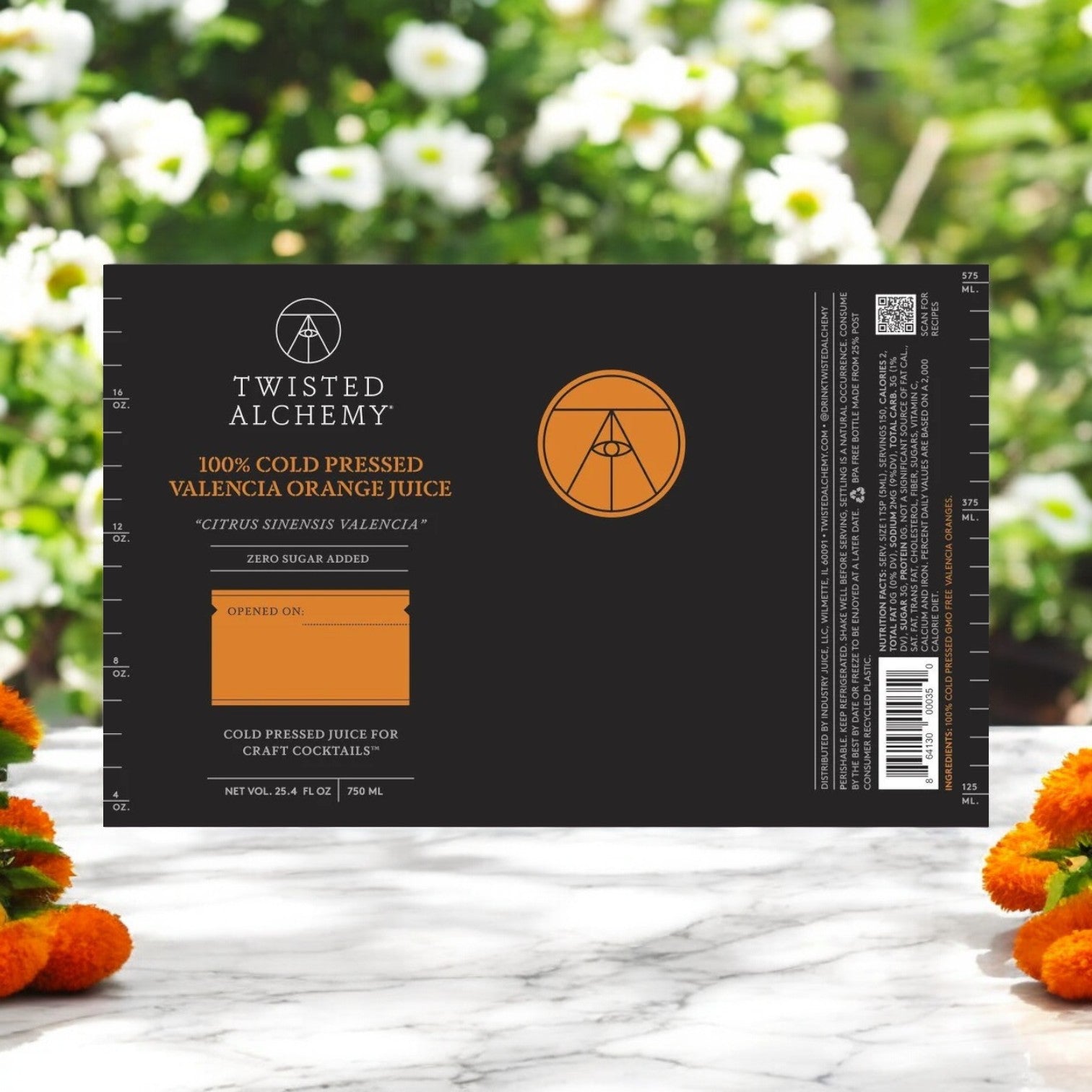 Twisted Alchemy Valencia Orange Juice – Fresh Cold Pressed, 6 x 750ml Bottles