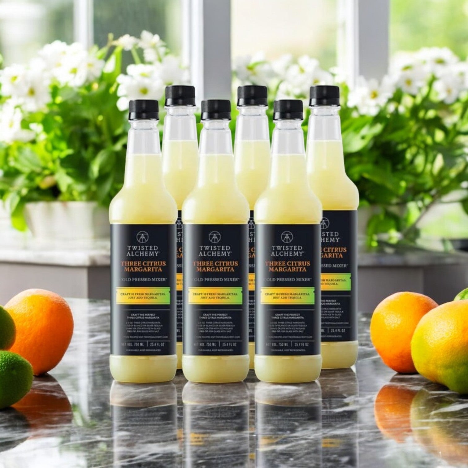 Twisted Alchemy Three Citrus Margarita Juice Mixer – Fresh Cold Pressed, 6 x 750ml