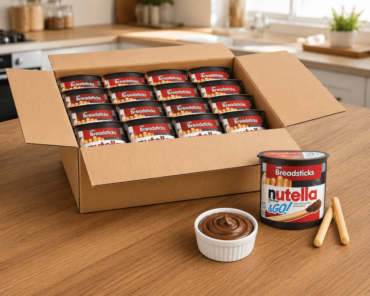 Nutella & GO! Hazelnut and Cocoa Spread with Breadsticks, 16 Packs Per Case- 1 Case