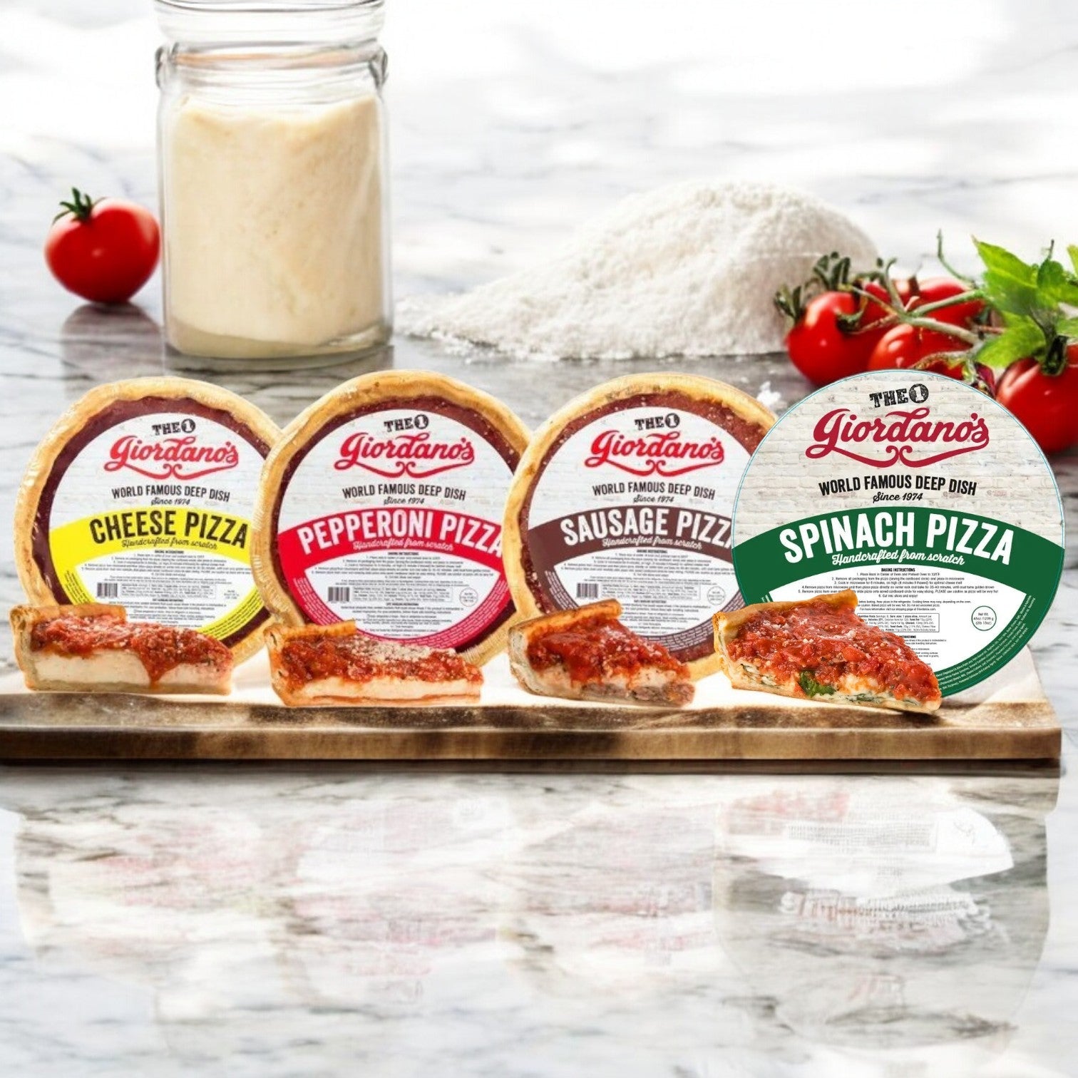 Giordano’s Deep Dish Pizza Variety Pack: Cheese, Pepperoni, Sausage & Spinach!