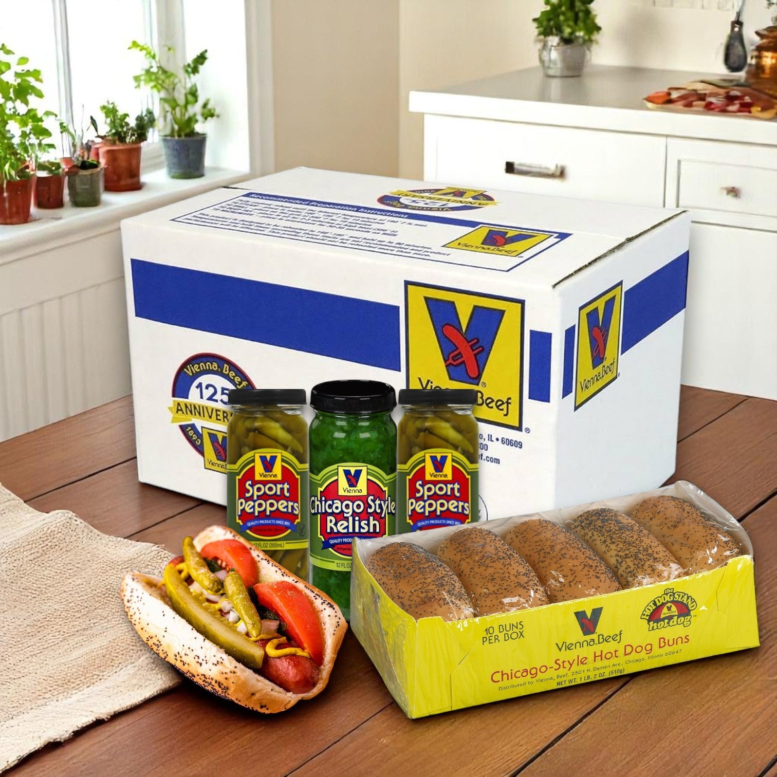 Vienna Beef Chicago-Style Hot Dog Combo – 60 Pack- Perfect For A BBQ Party!!