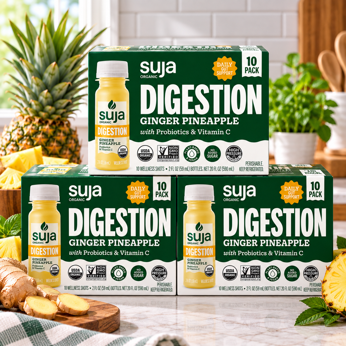 Suja Organic Digestion Wellness Shots – 3 COUNT (30 Bottles , 2 fl oz)