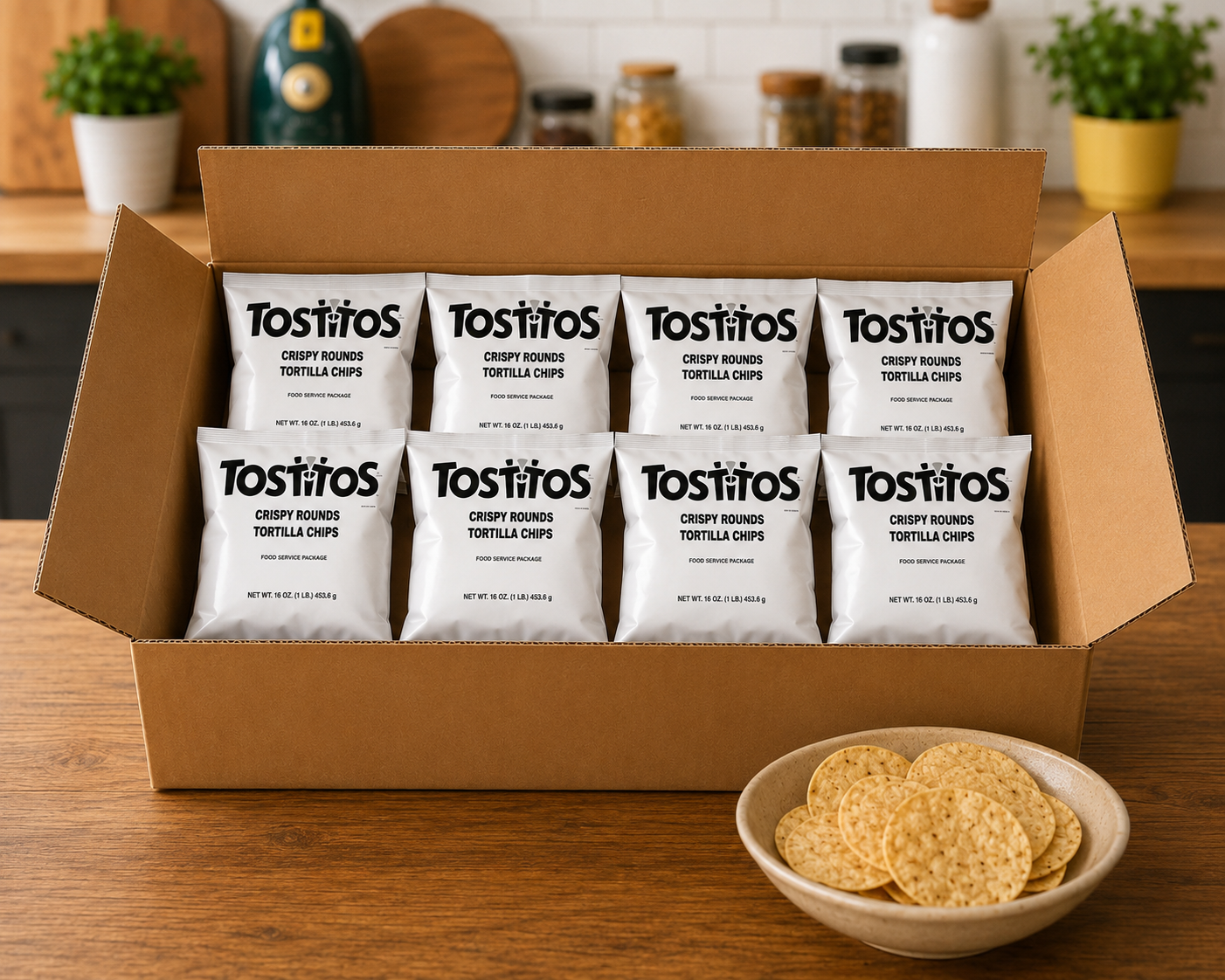 Tostitos® Crispy Rounds Tortilla Chips – 16 oz Bags (Pack of 8)