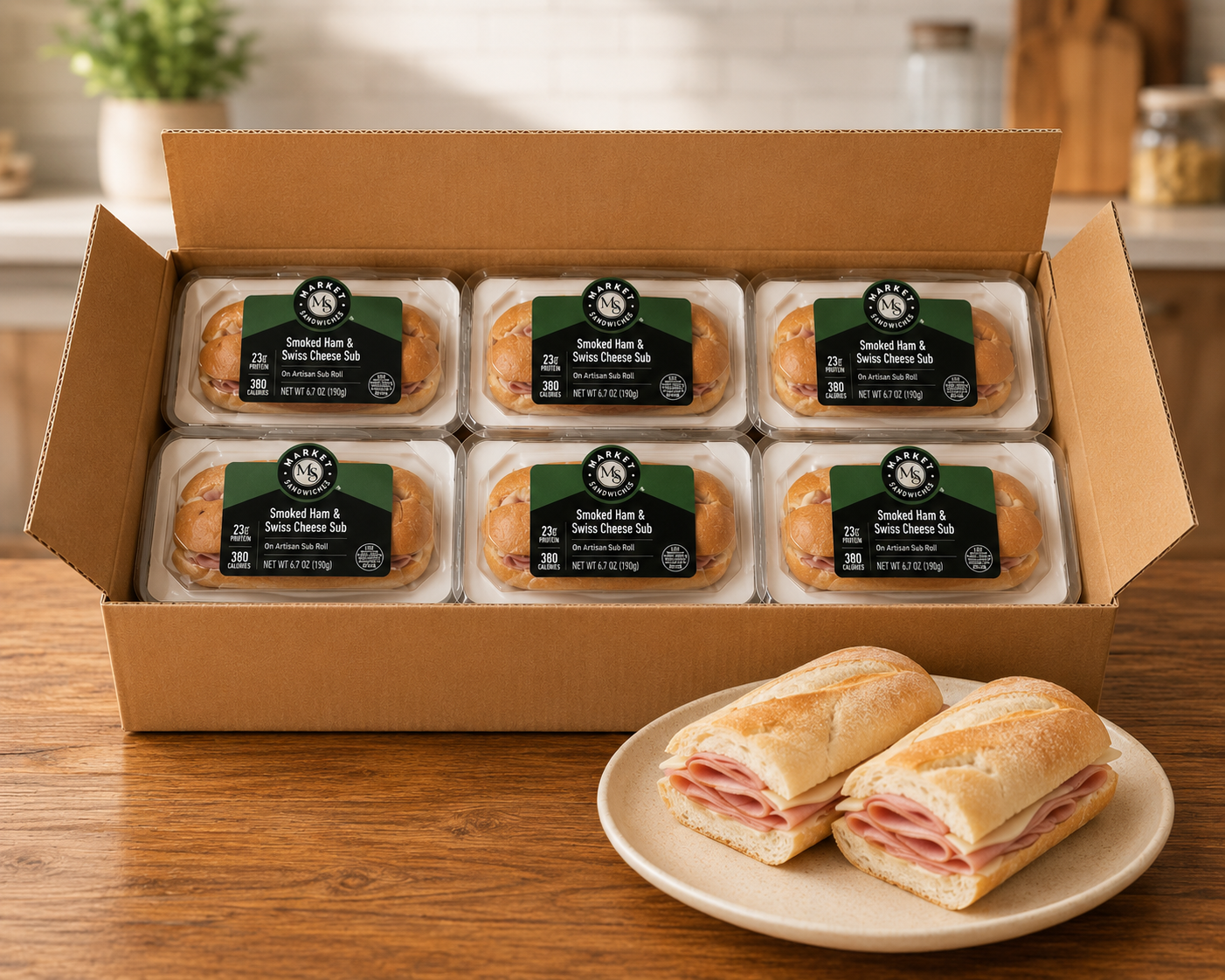 Smoked Ham & Swiss Cheese Sub, 1 Case, 6 Count-Ships Frozen And Once Out of the Freezer 30 Days Shelf Life in the Cooler!!