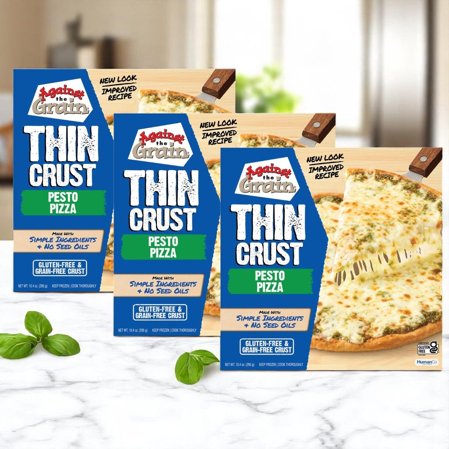 Against the Grain Gourmet Pizza, Nut-Free Pesto, Family Size – 22.4 oz- 3 Packs