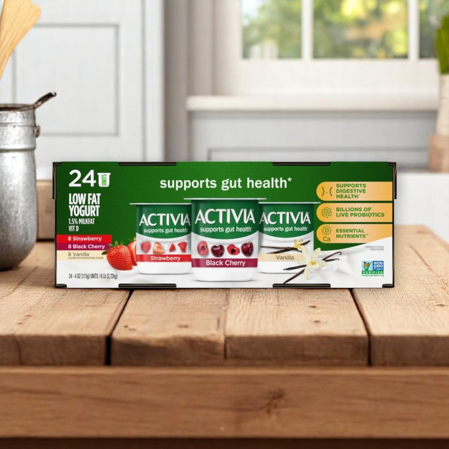 Activia Lowfat Yogurt Variety Pack – 24 Count, 4 oz Cups