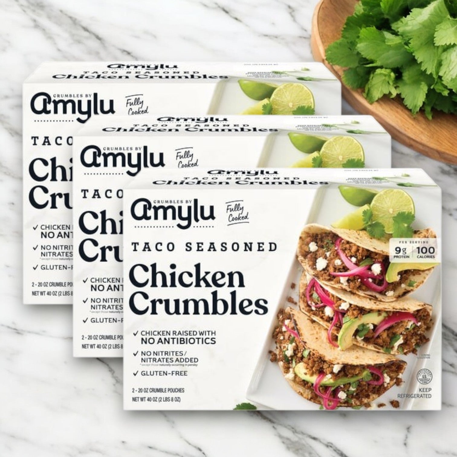 Amylu Taco Seasoned Chicken Crumbles, 40 oz. - 3 Pack's