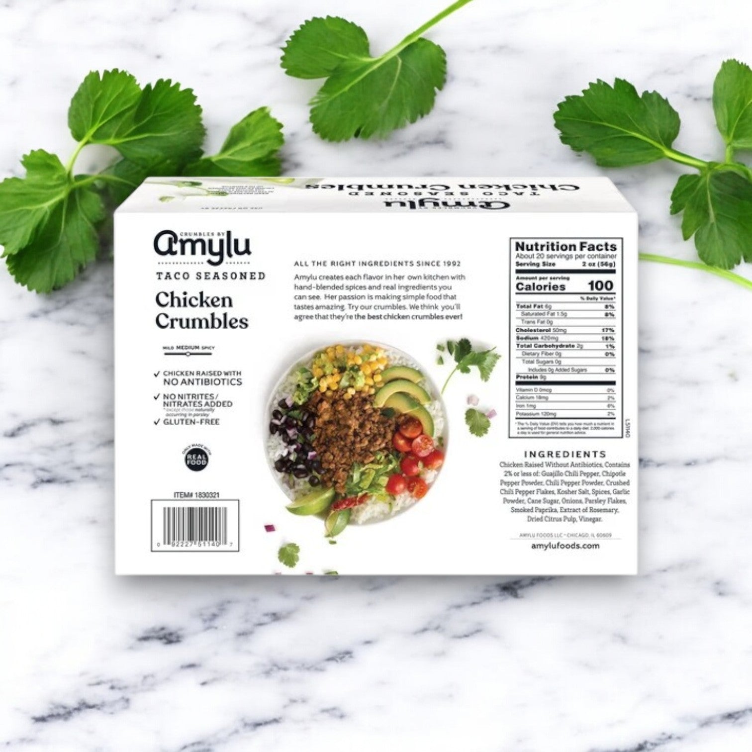 Amylu Taco Seasoned Chicken Crumbles, 40 oz