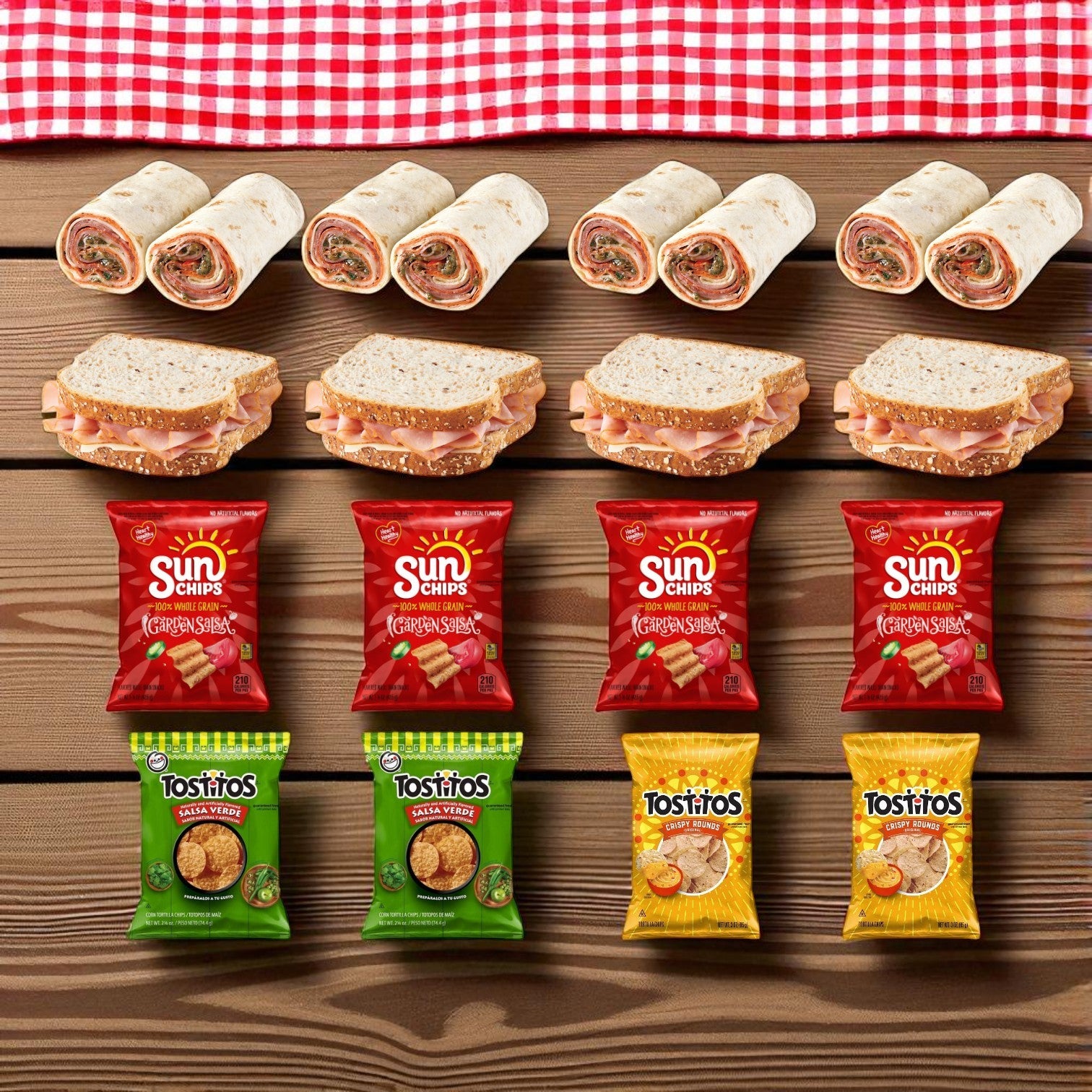 Snack & Deli Variety Pack- 8 Sandwiches and 8 Bags of Chips!