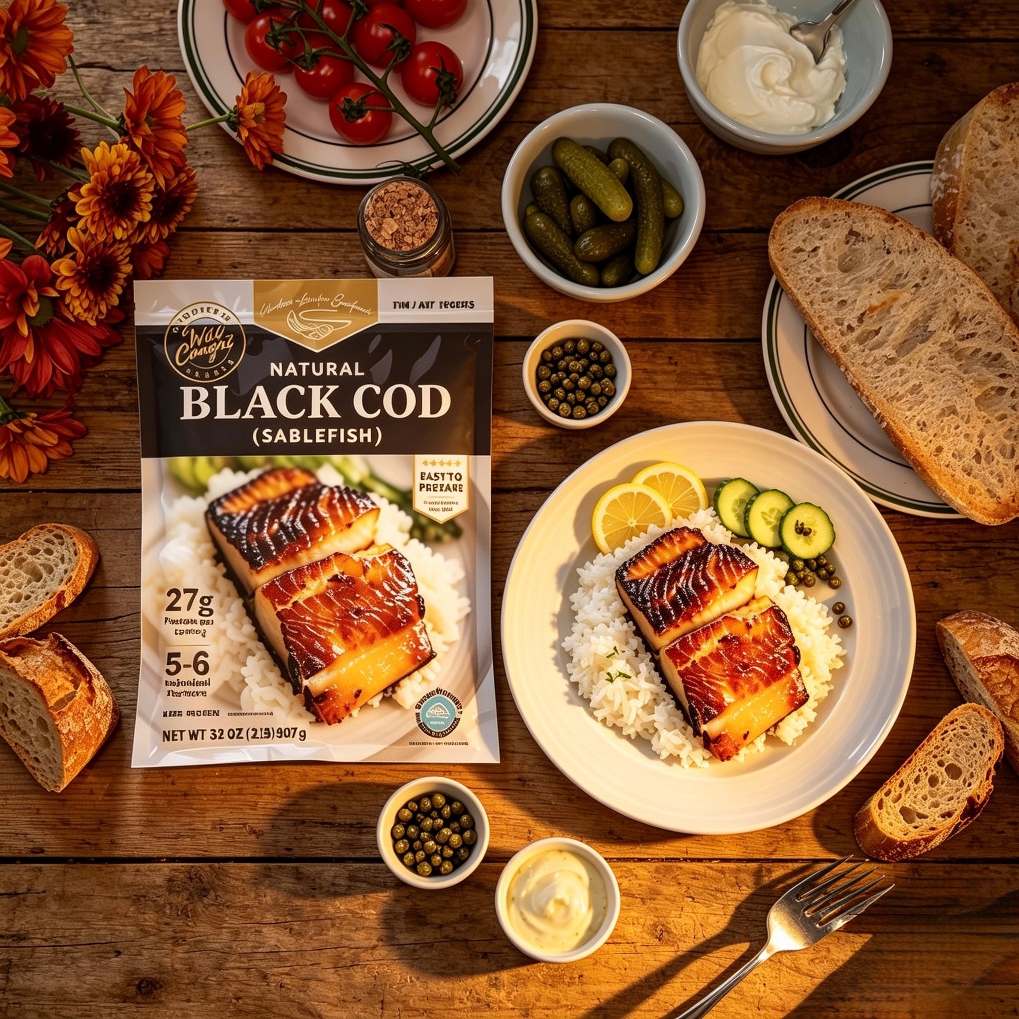 Alaskan Leader Seafood Natural Black Cod – Wild Caught Black Cod, 32 oz 3-Count Pack