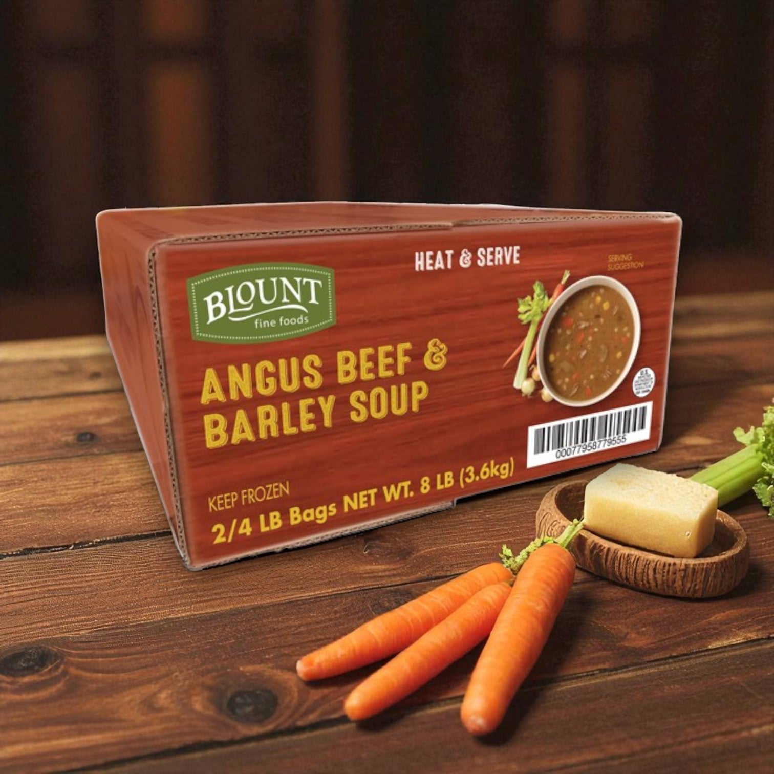 Blount Frozen Beef & Barley Soup – 2 Packs, 4 lbs Each – Hearty Homestyle Soup Ready to Heat & Serve