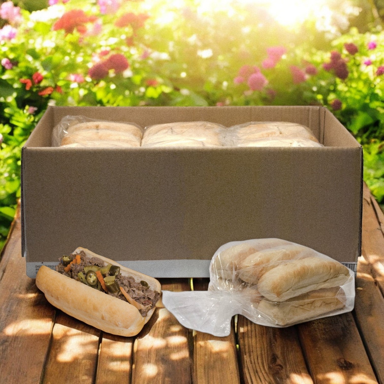 Italian Beef Hoagie Buns-1 case- 72 Count- Pack Hoagie Hearth Hinged 6" Buns