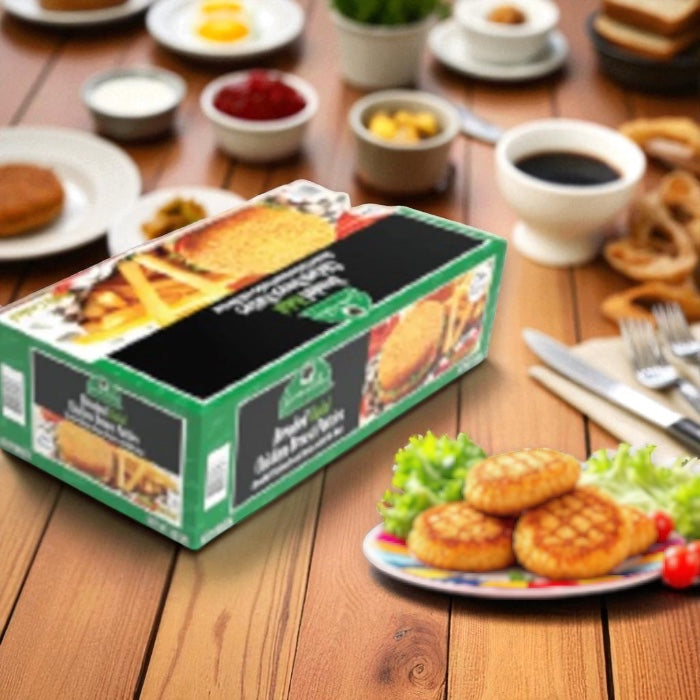 Breaded Halal Chicken Breast Patties, Fully Cooked - 10 lbs