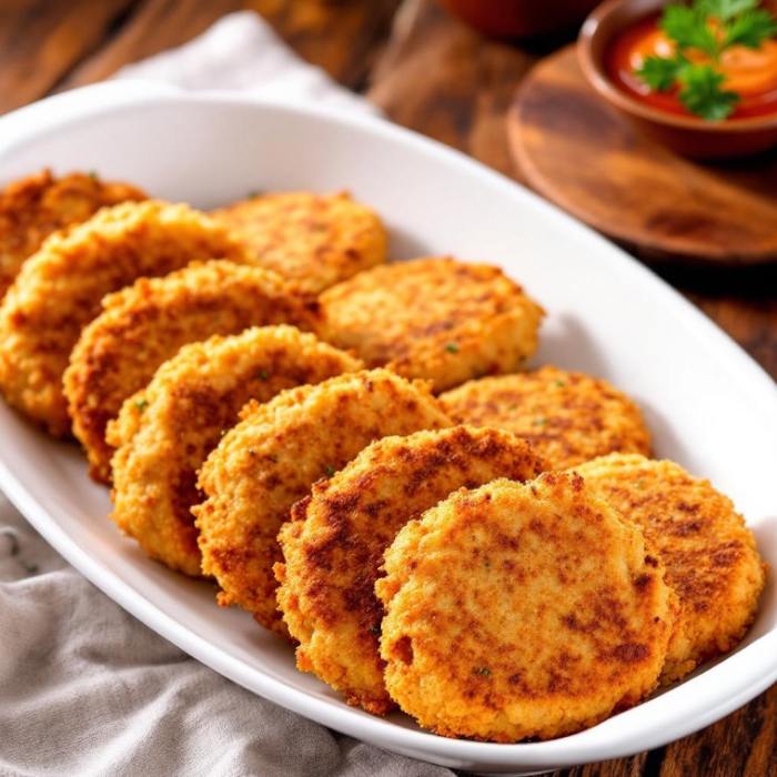 Breaded Halal Chicken Breast Patties, Fully Cooked - 10 lbs