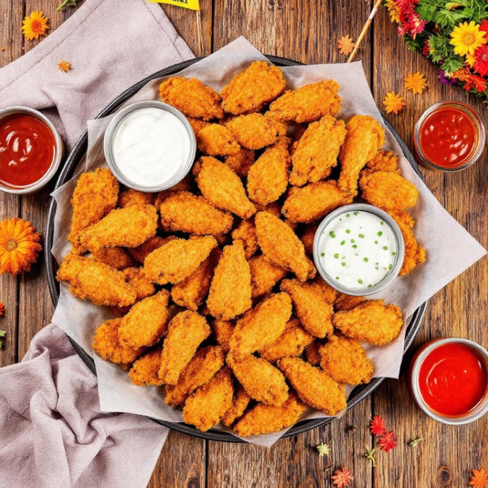 Breaded Original Mild Halal Chicken Wings, Fully Cooked Pack Size: 10 lbs