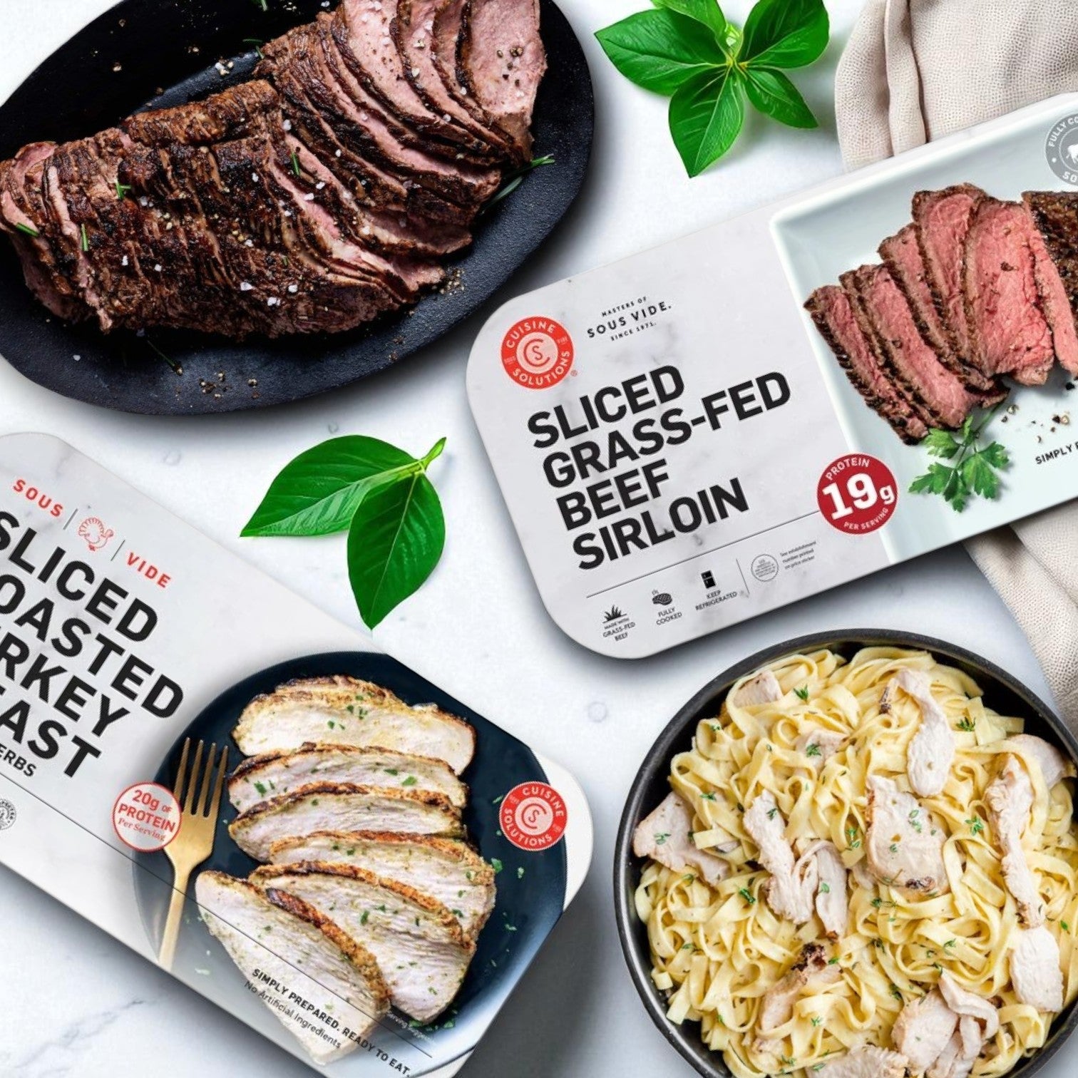 Cuisine Solutions 2 Pack Combo! Cuisine Solutions Sliced Turkey Breast with Citrus Herbs & Cuisine Solutions Sliced Grass-Fed Beef Sirloin