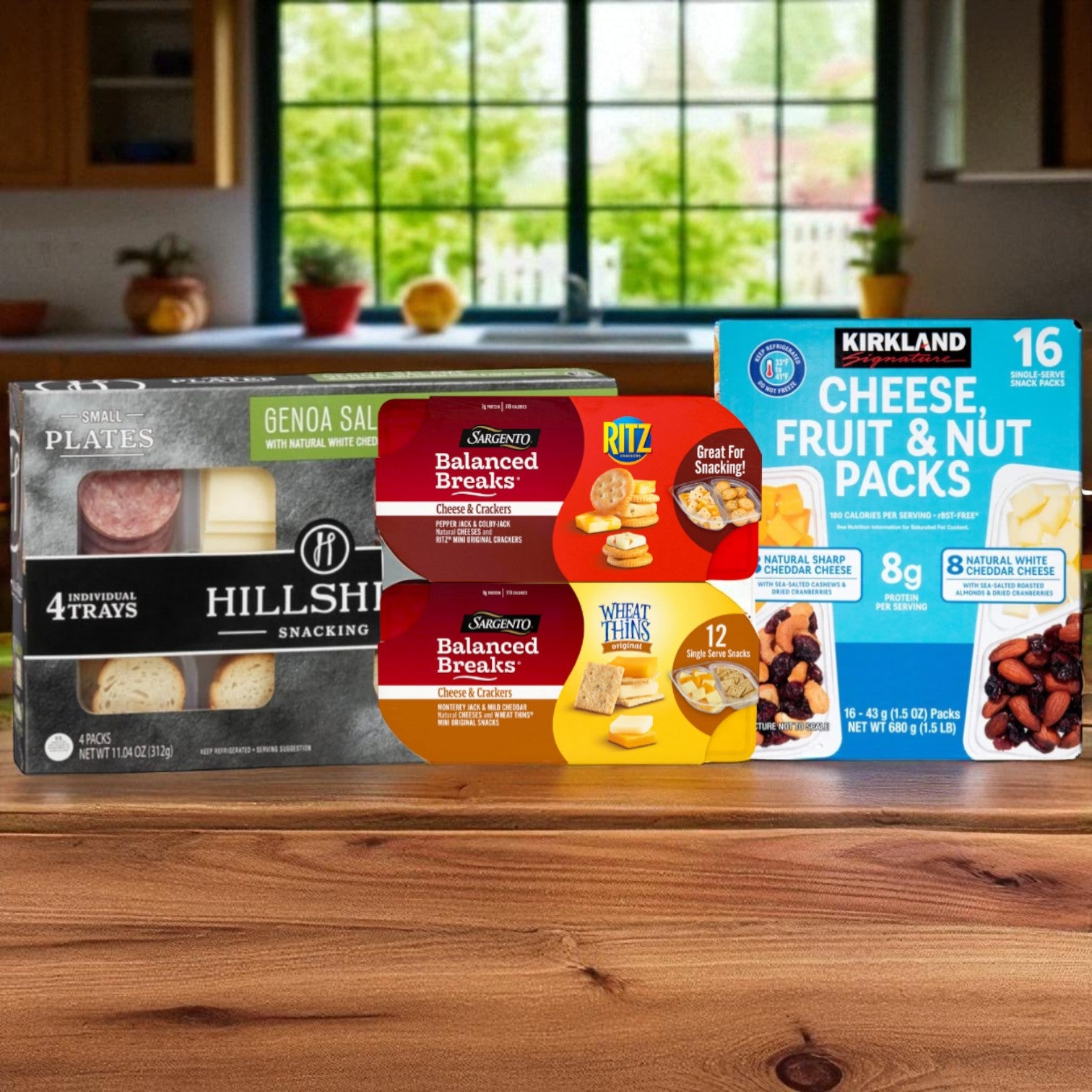 Snack Box - 4 Hillshire Snacking Plates + 16 Kirkland Cheese Fruit & Nut + 12 Sargento Balanced Breaks (32 Snacks Total)