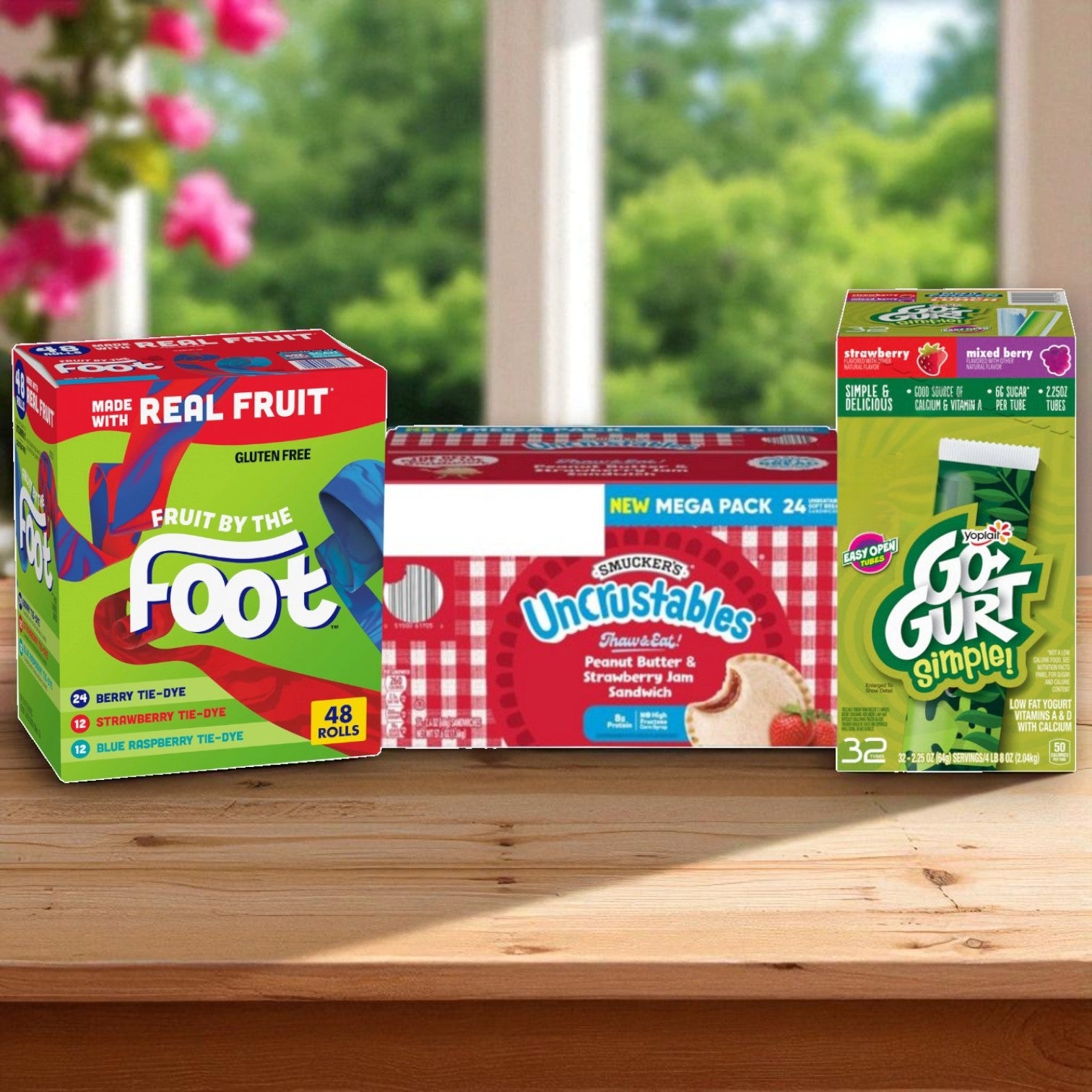 School Lunch Box - 24 PB&J Uncrustables, 48 Fruit By The Foot, 32 Go-Gurt Packs