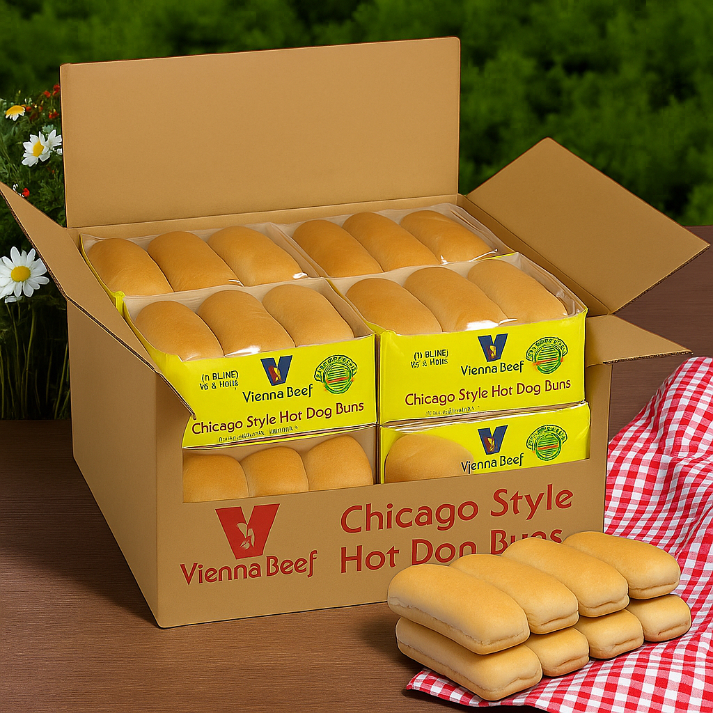 Vienna Beef Plain Hot Dog Buns-12/10 Count Pack Case- 120 Per Case