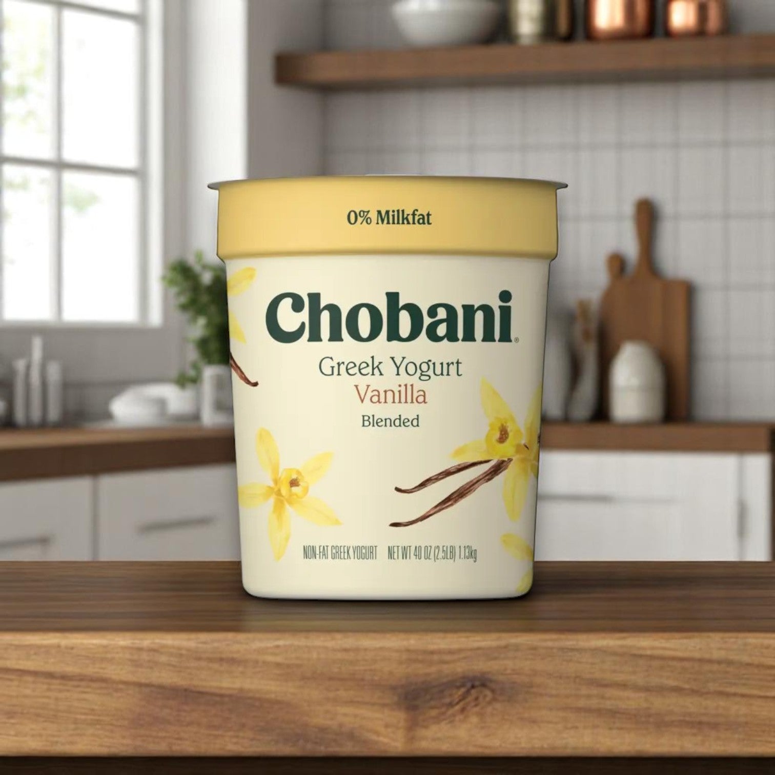 Chobani Blended Greek Yogurt – Vanilla, 40 oz Tub
