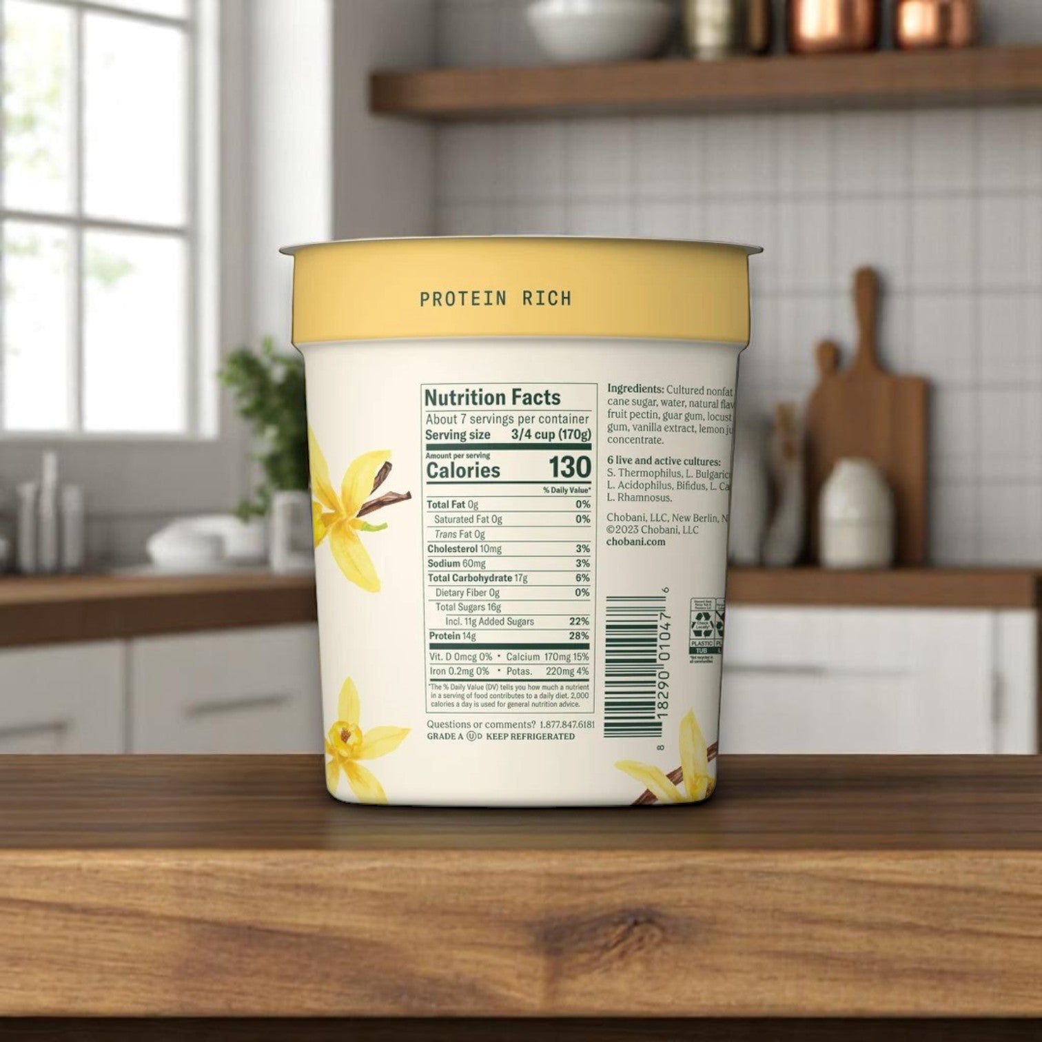 Chobani Blended Greek Yogurt – Vanilla, 40 oz Tub