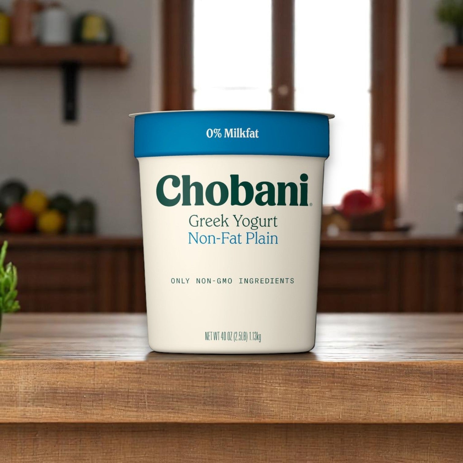 Chobani Non-Fat Greek Yogurt – Plain, 40 oz Tub