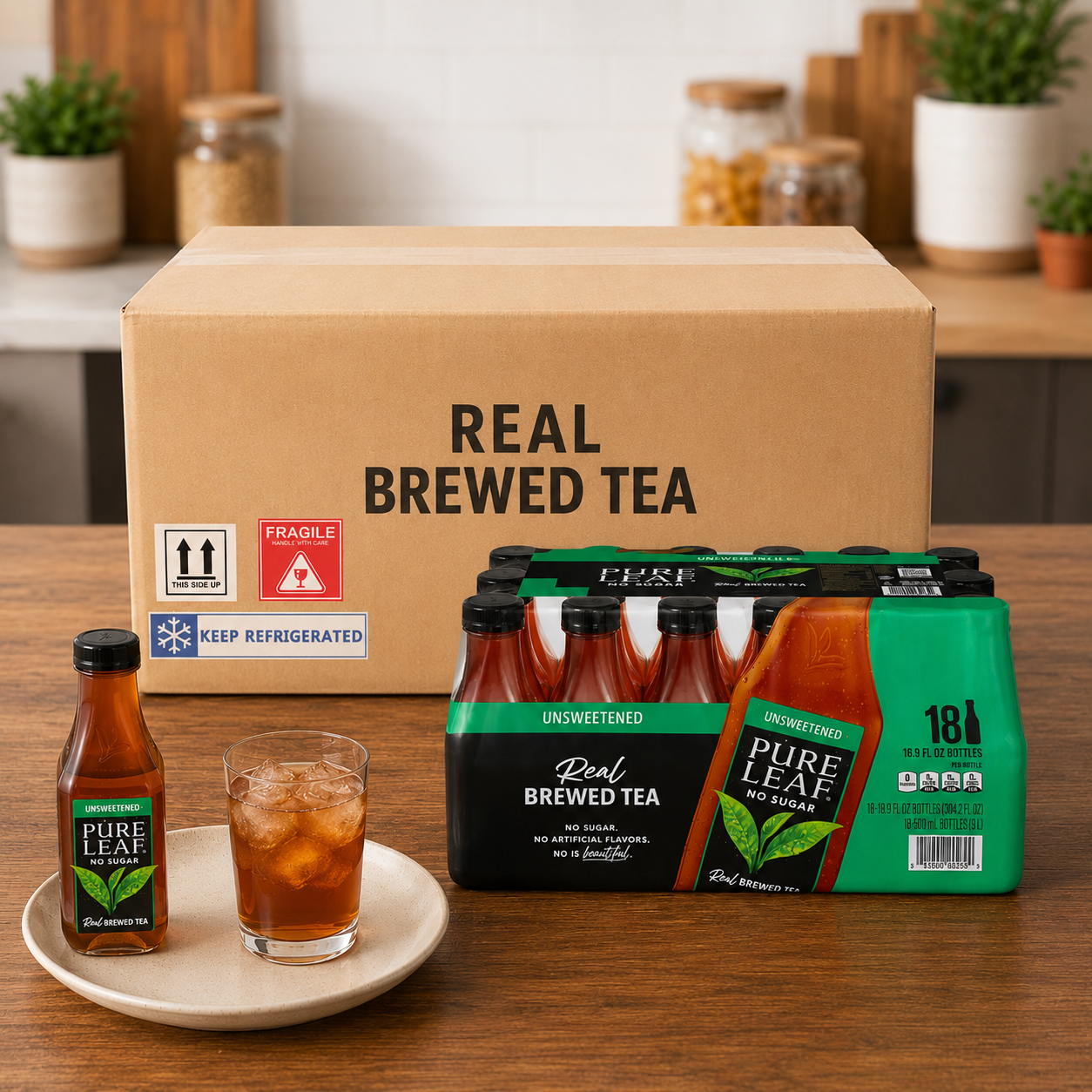 Pure Leaf Real Brewed Black Tea, Unsweetened, 16.9 FL OZ- 1 Case