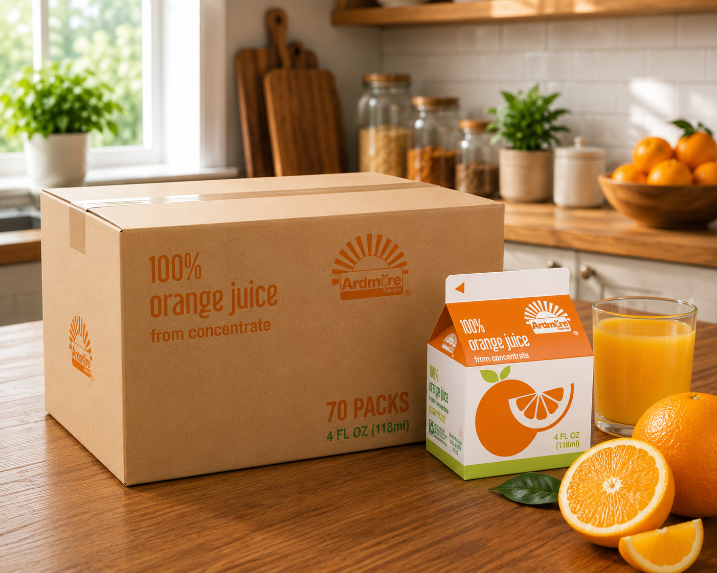 Ardmore Farms 100% Orange Juice – 4 fl oz per Carton, 70 Cartons per Case