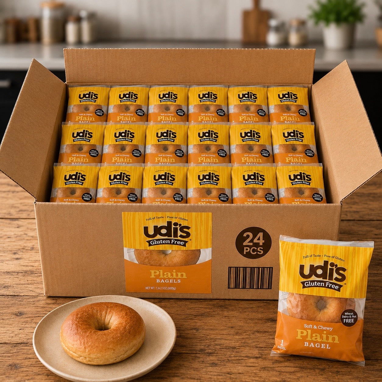 Udi's Plain Bagel, 3.5 oz. - 1 Case, 24 Pack