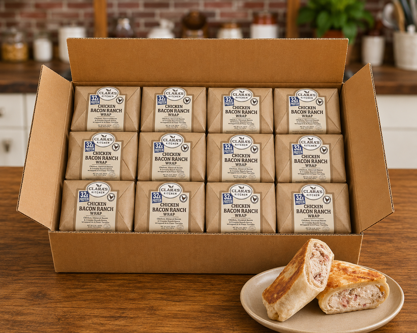 Clara's Kitchen Individually Wrapped Chicken, Bacon & Ranch Wrap - 8 oz. (12 Pack Case)