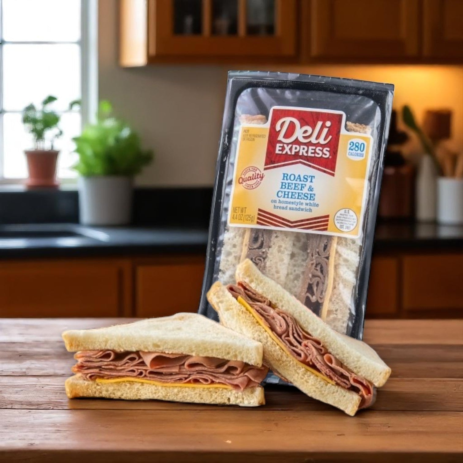 Deli Express Roast Beef & Cheese Sandwich – 4.4 oz. (Individually Wrapped)