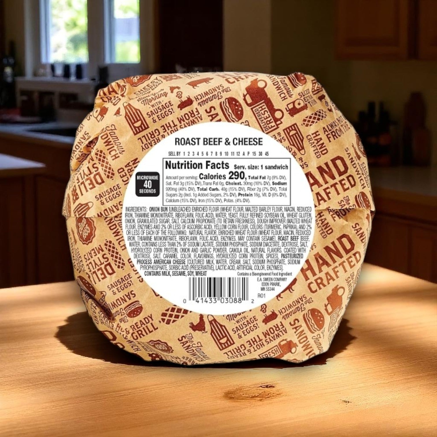 Deli Express Roast Beef & Cheese Sandwich – 4.3 oz, 10-Count Case