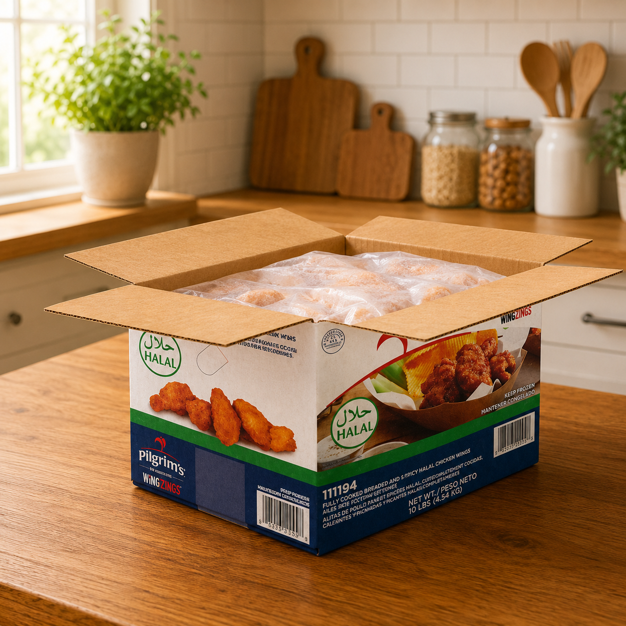 Pilgrim's Pride Breaded Hot & Spicy Halal Chicken Wings – 1st & 2nd Sections, Bulk Case