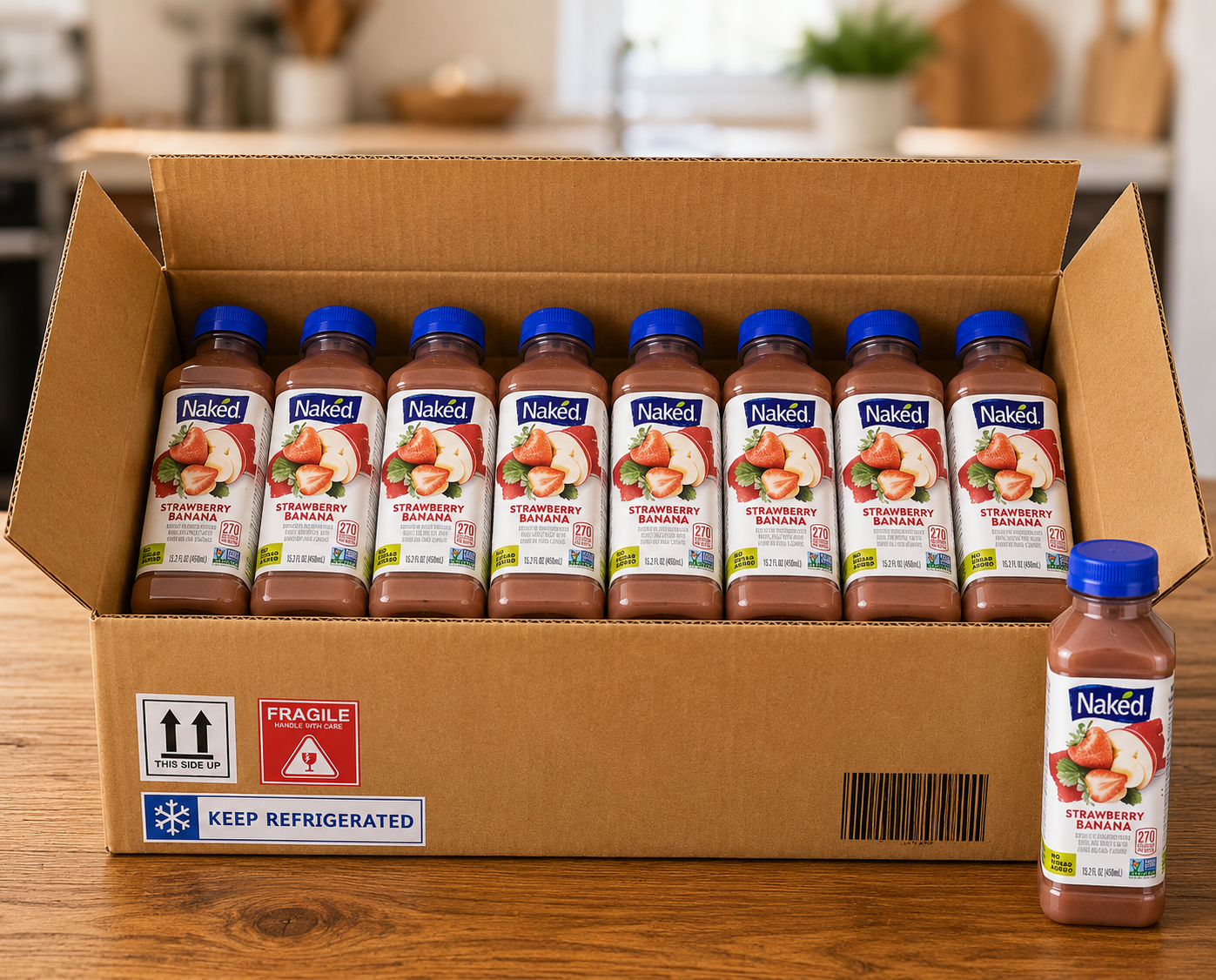 Strawberry Banana Naked Juice Drink-15.2 Oz-8 Count- 1 Case