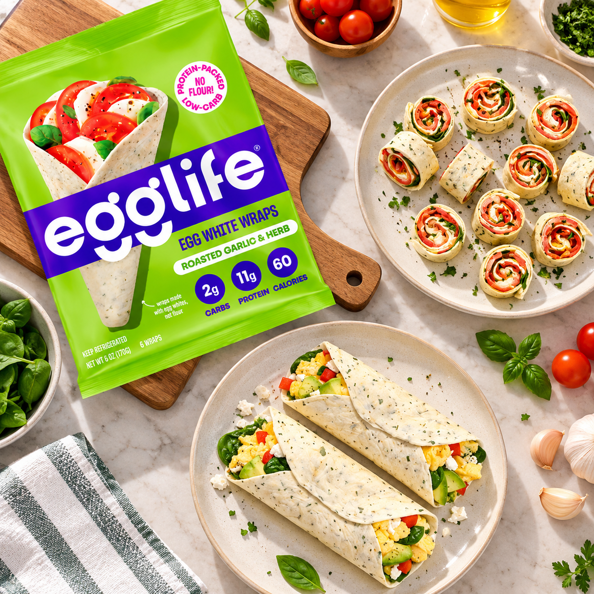 egglife Roasted Garlic & Herb Egg White Wraps — 1 pack - 6 Count