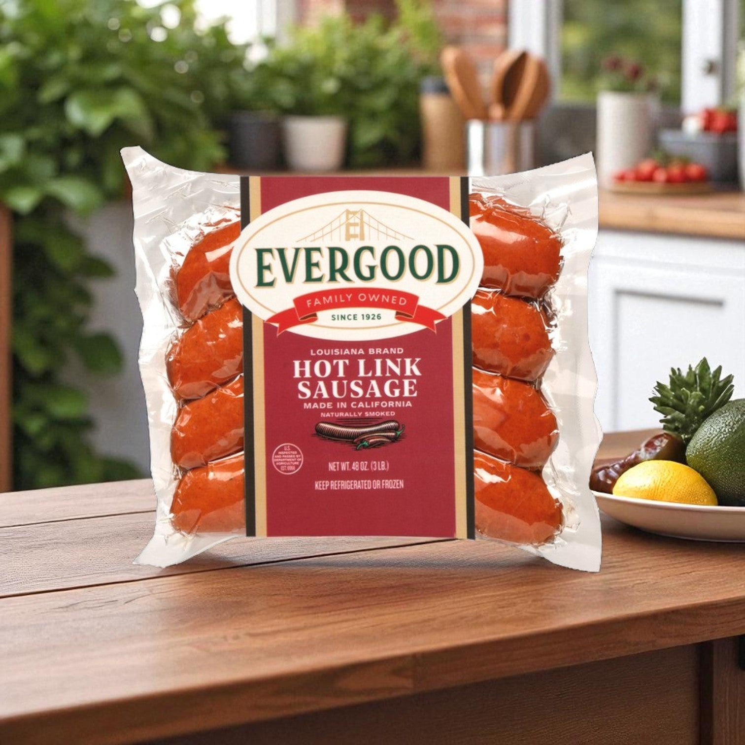 Evergood Louisiana Hot Link Sausage & Vienna Beef Poppy Seed Hot Dog Bun Combo